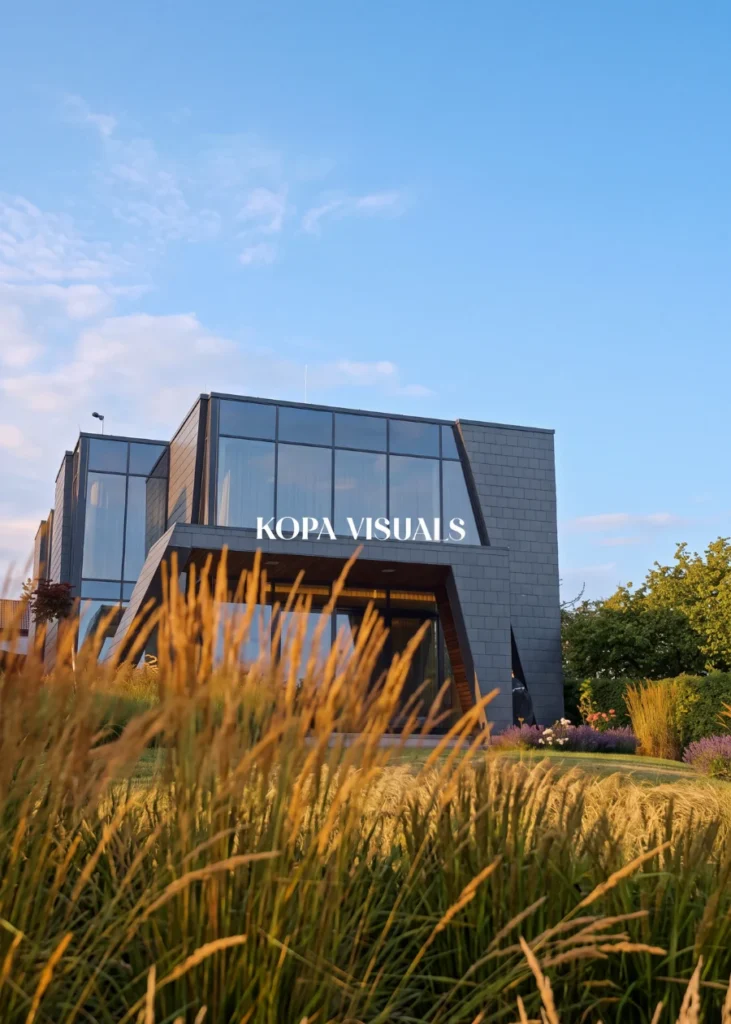 Modernus namas apsuptas dekoratyvinių žolynų